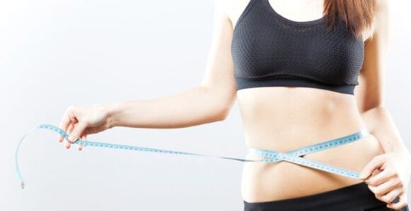 Waist measurement with proper nutrition to lose weight.