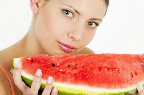 Girl on a watermelon diet